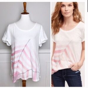 Anthro LITTLE YELLOW BUTTON Umbrella graphic tee size XS pink white